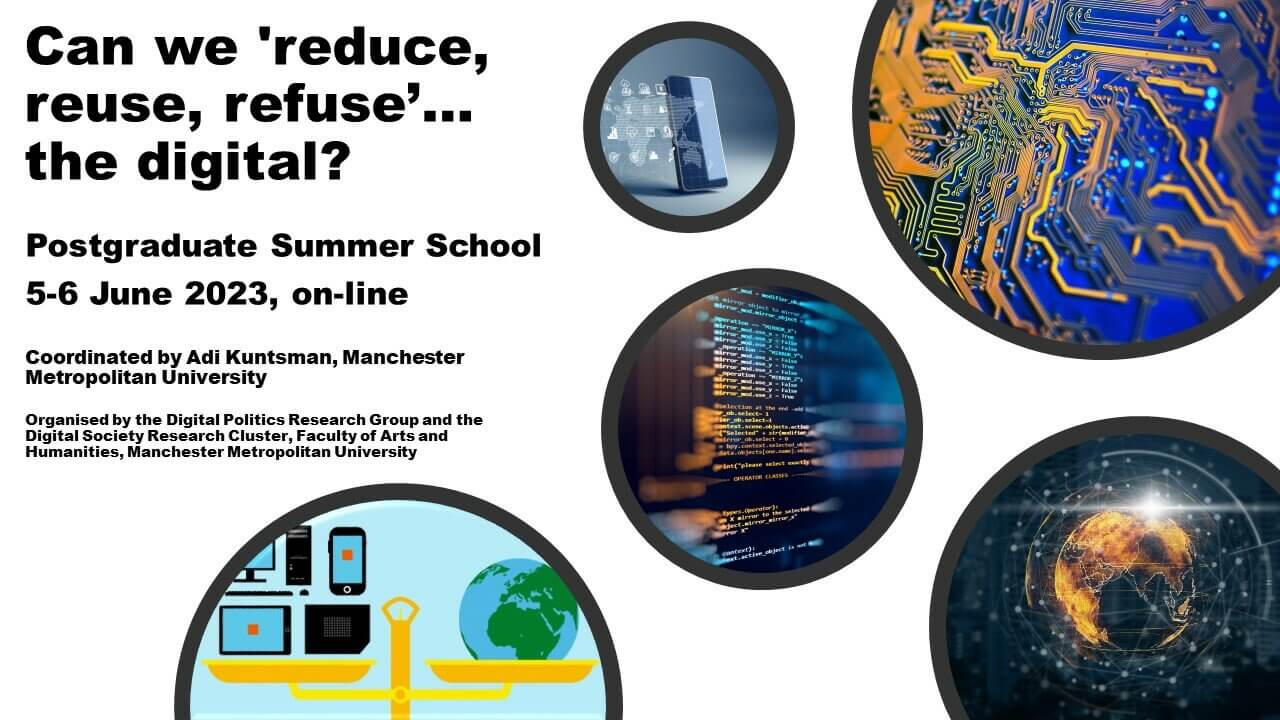 Multiple images in circles with information about the summer school