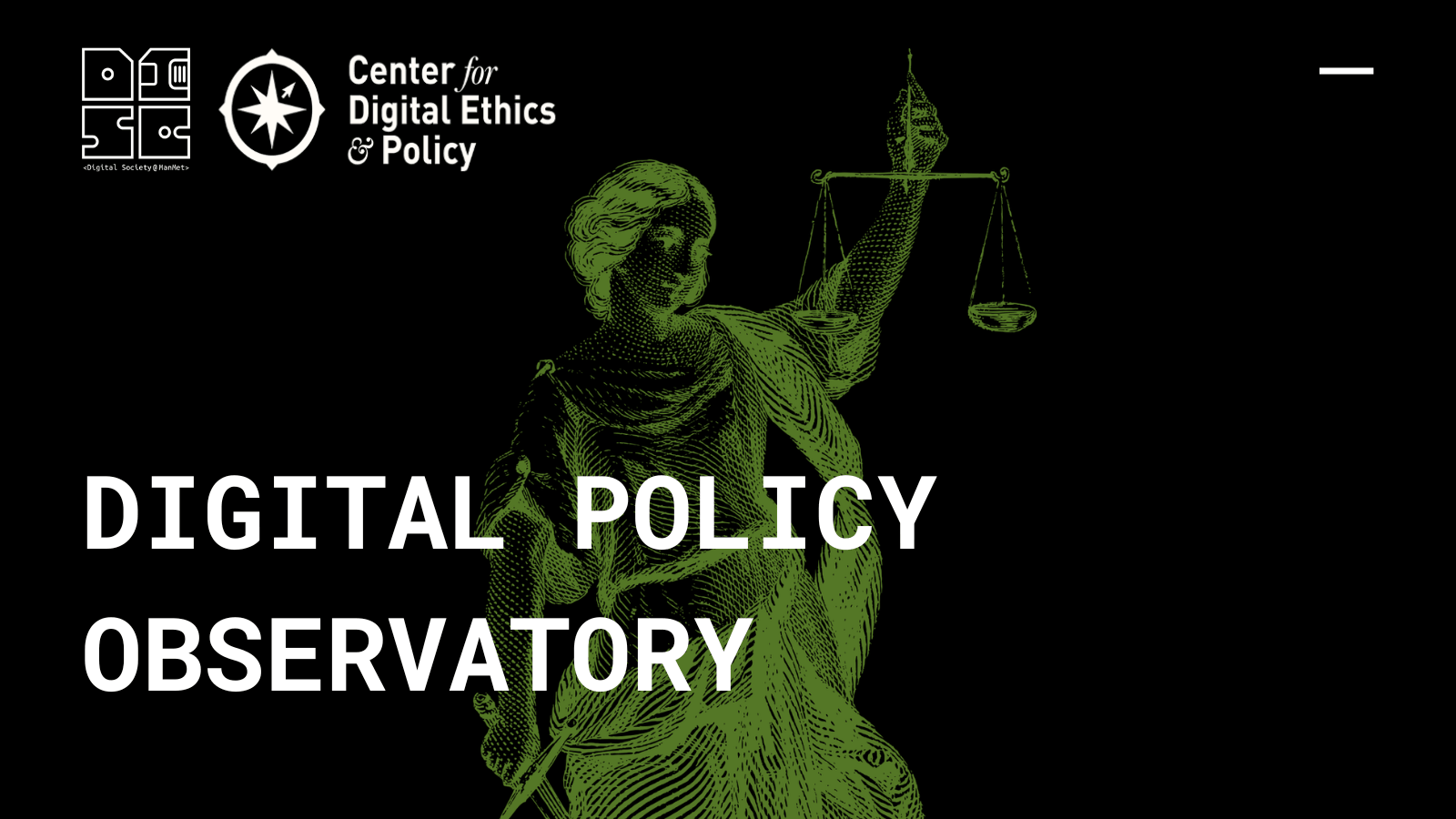 Visual representation of a digital policy observatory focused on analyzing technology's impact on public policy.