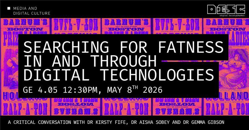 Visual representation promoting the exploration of fatness in relation to digital technologies and their societal implications.